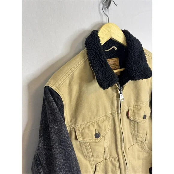 Levi’s Premium Sherpa Jacket Fresh Leaves Tan Black Men S Justin Timberlake